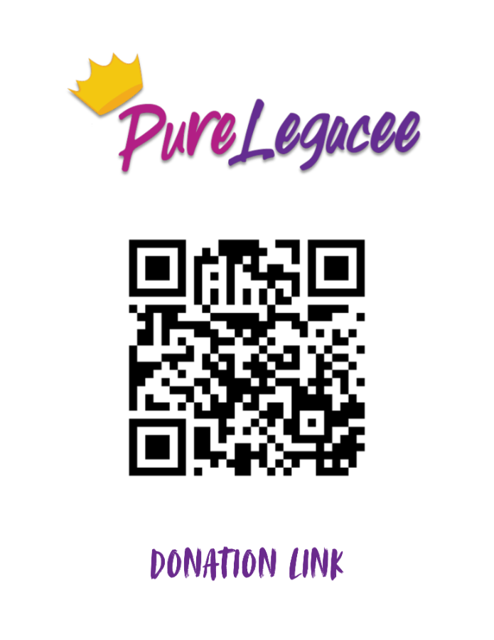 QR code linking to PureLegacee's donation page